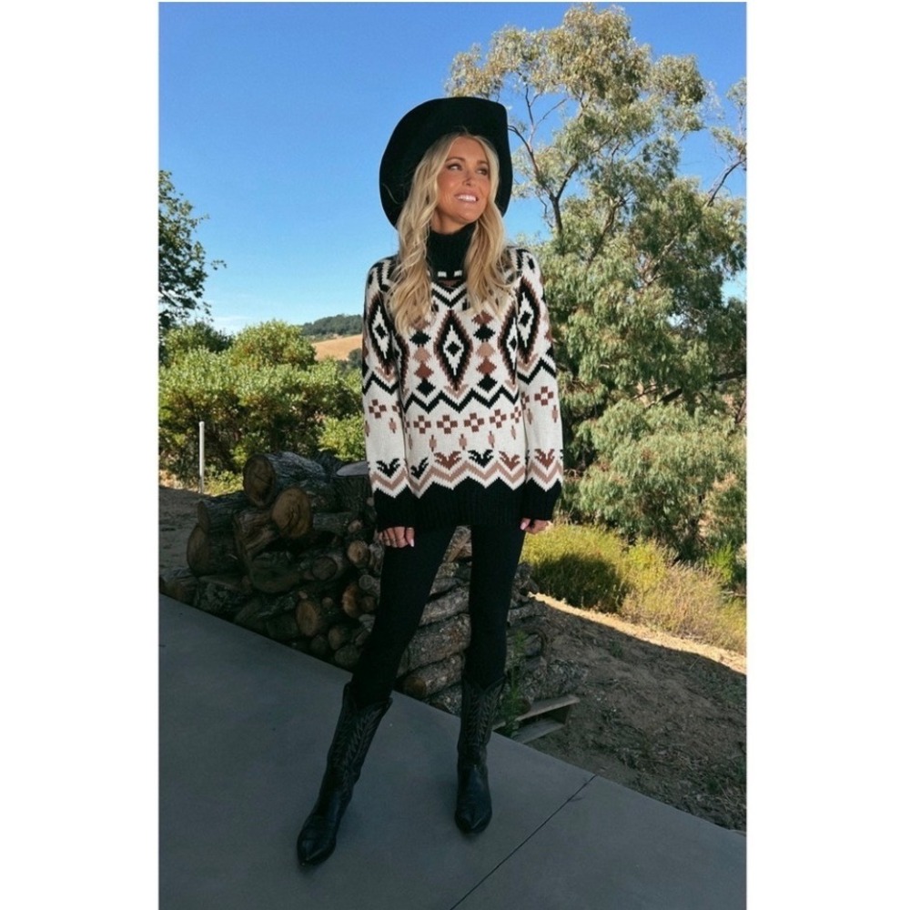 NWT Show Me Your Mumu Vail Sweater Neutral Faire Isle Medium FLAW